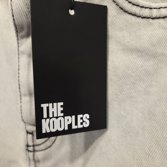 The Kooples Black Bleached Straight Jeans Sleek Design- Distressed Hem - Picture 2 of 10